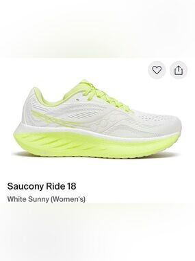 Saucony Women's Running Shoe - White and Sunny Lime 8.5